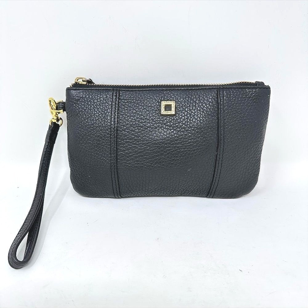 Lodis Pebbled‎ Leather Wristlet Black